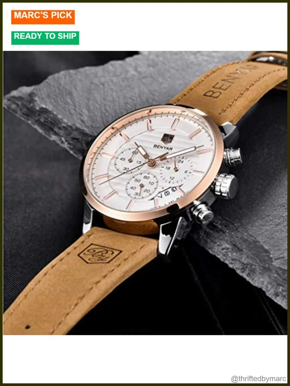 Leather Band Quartz Chronograph Waterproof Business Sport Wrist Watch